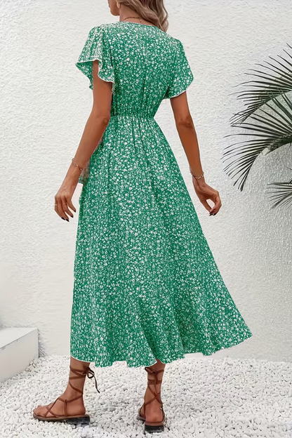 Mia's Boutique V-Neck Floral Midi Dress for Summer