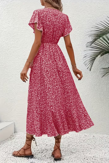 Mia's Boutique V-Neck Floral Midi Dress for Summer
