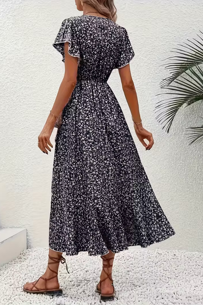 Mia's Boutique V-Neck Floral Midi Dress for Summer