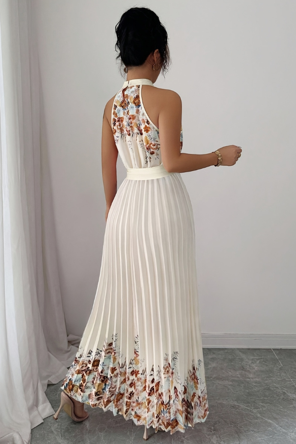 Mia's Boutique Square Neck Pleated Floral Midi