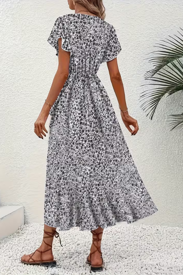 Mia's Boutique V-Neck Floral Midi Dress for Summer
