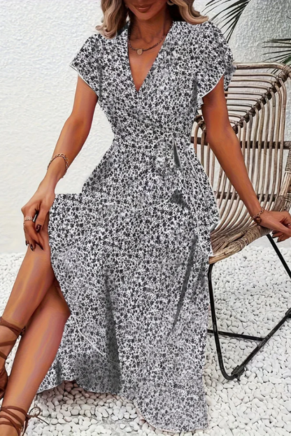 Mia's Boutique V-Neck Floral Midi Dress for Summer