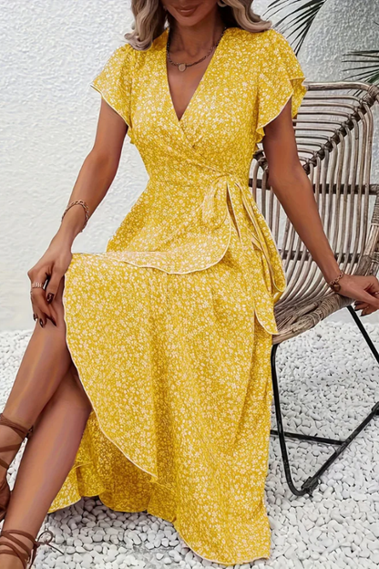 Mia's Boutique V-Neck Floral Midi Dress for Summer