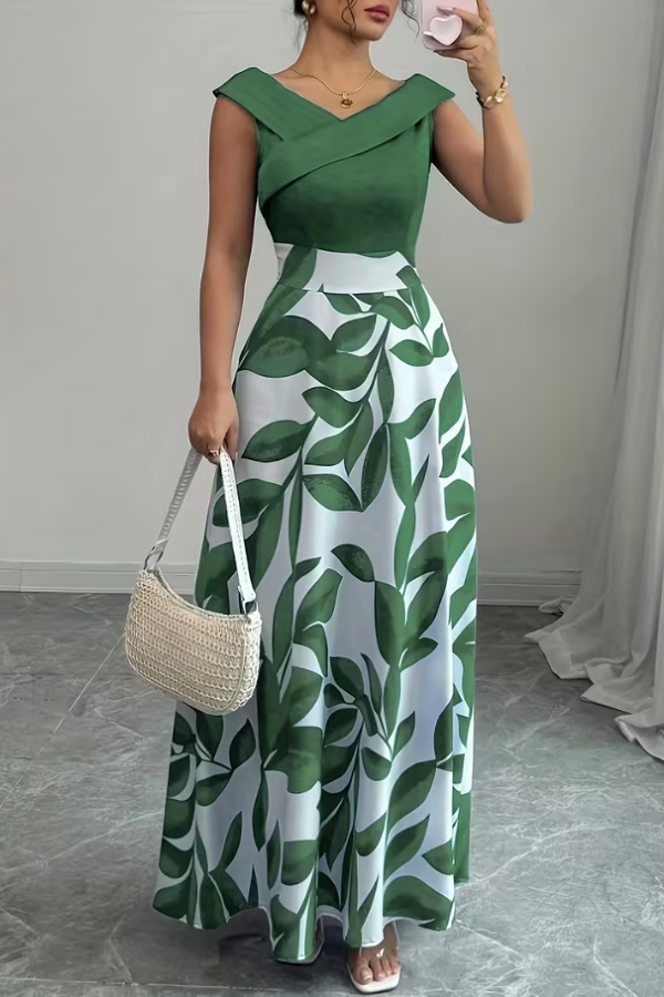 Mia's Boutique V-Neck Floral Maxi Dress Pockets