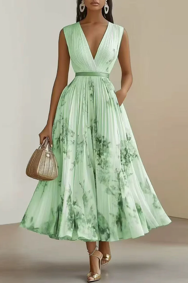 Mia's Boutique Pleated Long Sleeve Floral Maxi