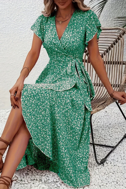 Mia's Boutique V-Neck Floral Midi Dress for Summer
