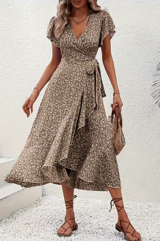 Mia's Boutique V-Neck Floral Midi Dress for Summer