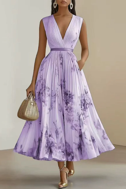 Mia's Boutique Pleated Long Sleeve Floral Maxi