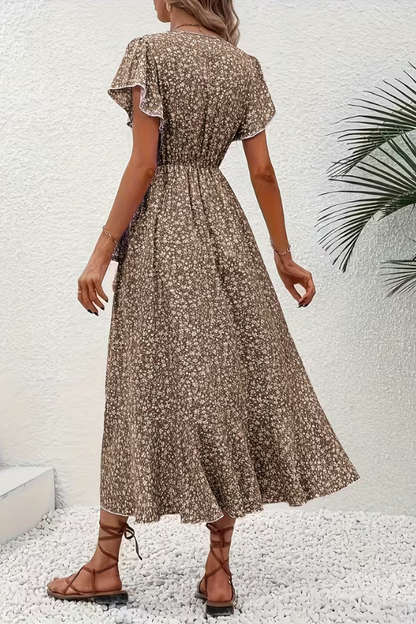 Mia's Boutique V-Neck Floral Midi Dress for Summer