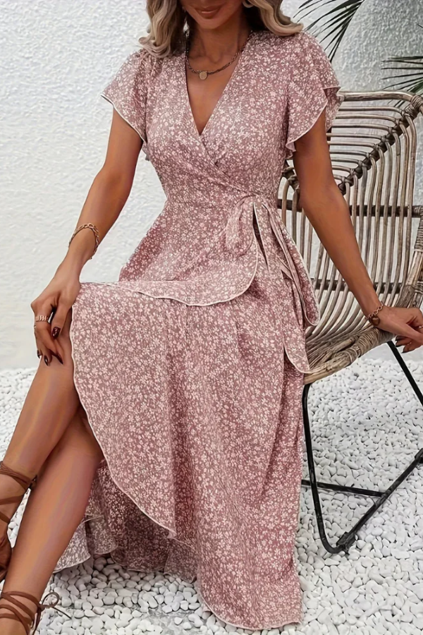 Mia's Boutique V-Neck Floral Midi Dress for Summer