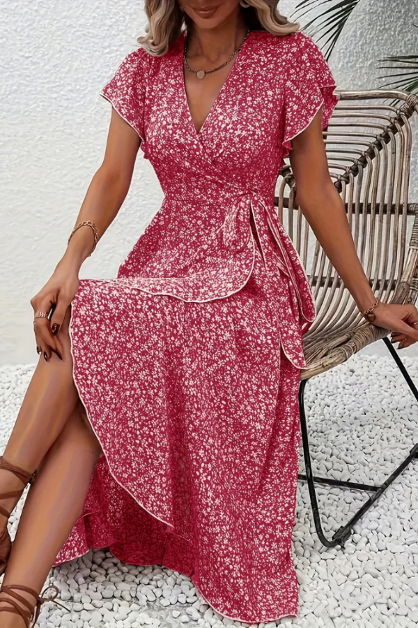 Mia's Boutique V-Neck Floral Midi Dress for Summer