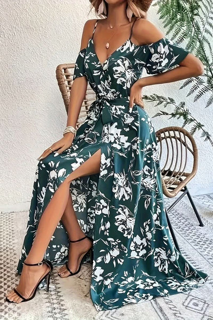 Mia's Boutique Cold Shoulder Floral Maxi Dress for Weddings