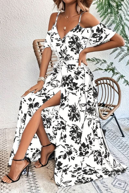 Mia's Boutique Cold Shoulder Floral Maxi Dress for Weddings