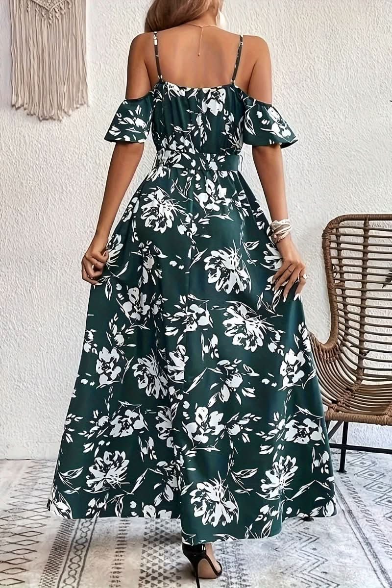 Mia's Boutique Cold Shoulder Floral Maxi Dress for Weddings
