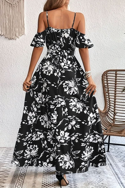 Mia's Boutique Cold Shoulder Floral Maxi Dress for Weddings