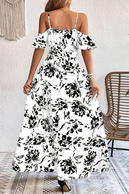 Mia's Boutique Cold Shoulder Floral Maxi Dress for Weddings