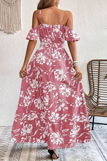 Mia's Boutique Cold Shoulder Floral Maxi Dress for Weddings