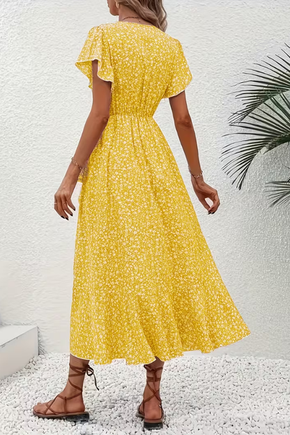Mia's Boutique V-Neck Floral Midi Dress for Summer