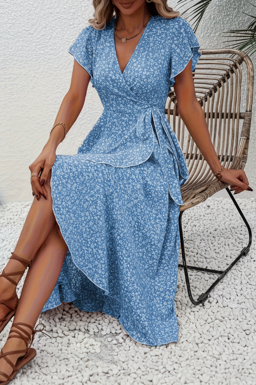 Mia's Boutique V-Neck Floral Midi Dress for Summer